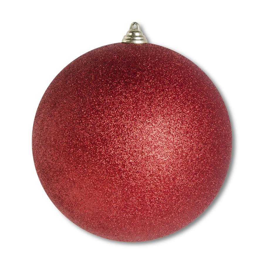 7.5 Inch Red Glittered Shatterproof Round Ornament