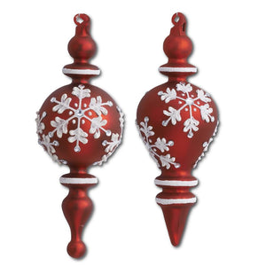 Red & White Glass Finial Ornament