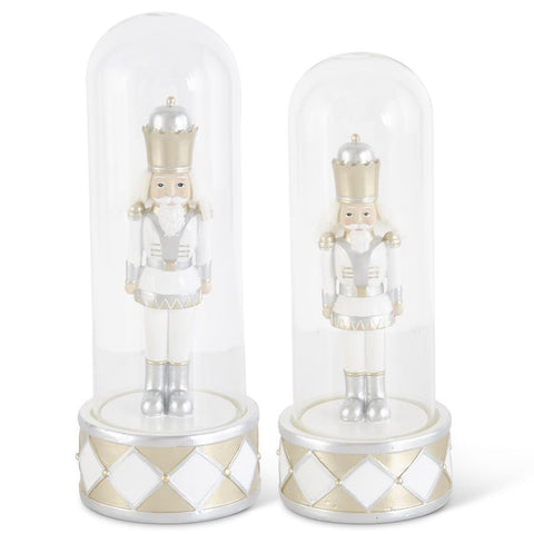 Silver & Gold Resin Soldiers Under Glass Domes - 12 Inch