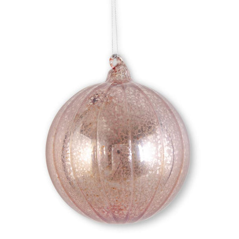 Light Pink Ribbed Mercury Glass Ornament - 5.75 Inches