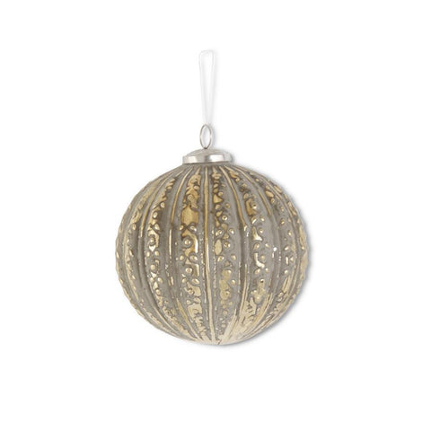 4 Inch Distressed Gold Glass Embossed Ball Ornament glass ornament