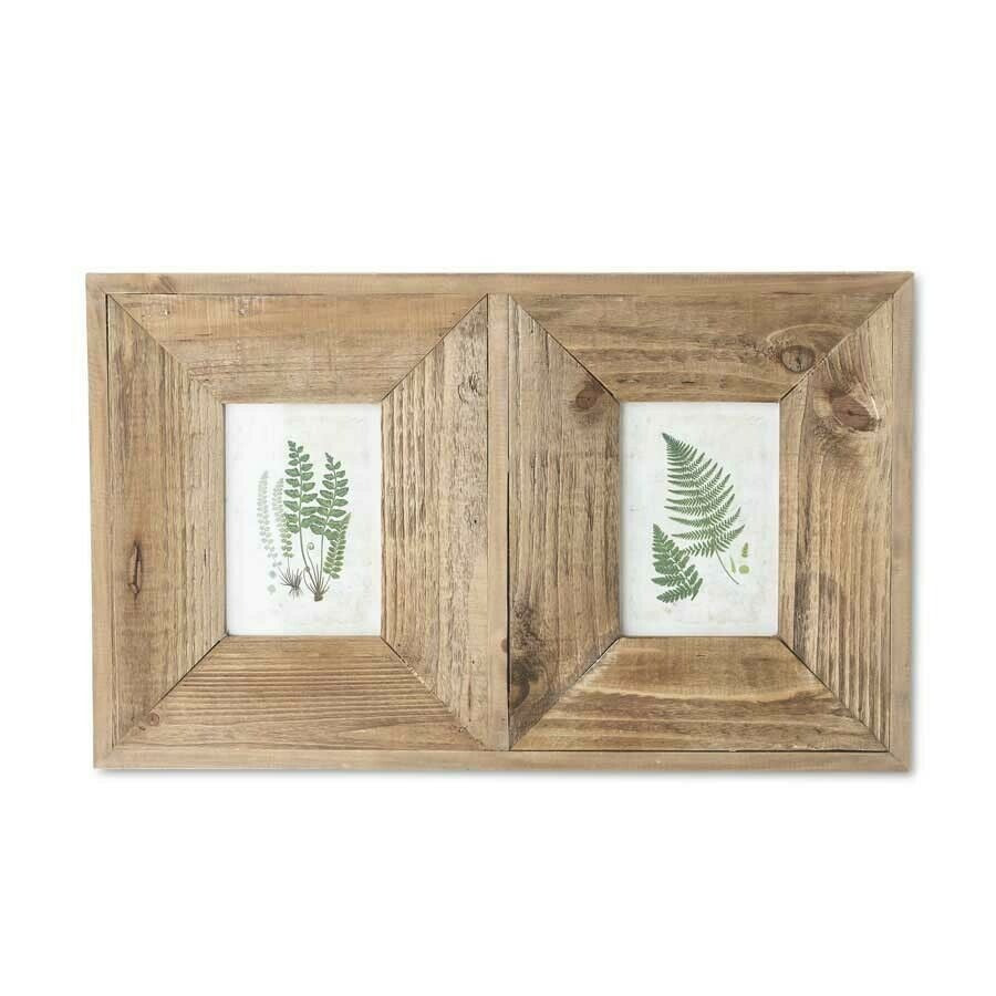 21" Double Fern Prints in Wooden Frame (Also Holds Photos)