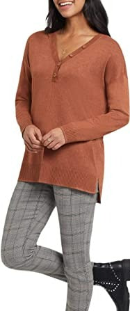 Tribal L/S V-Neck Henley Sweater