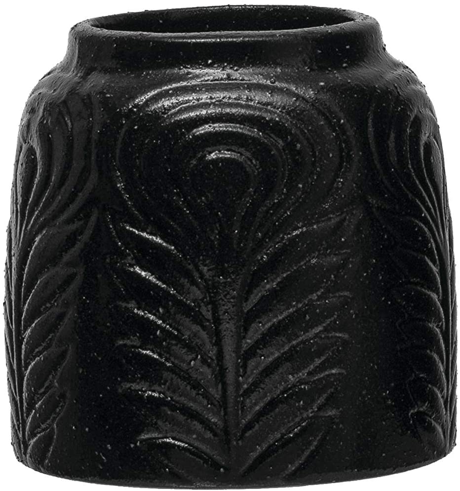 Reactive Glaze Black Embossed Stoneware Vase