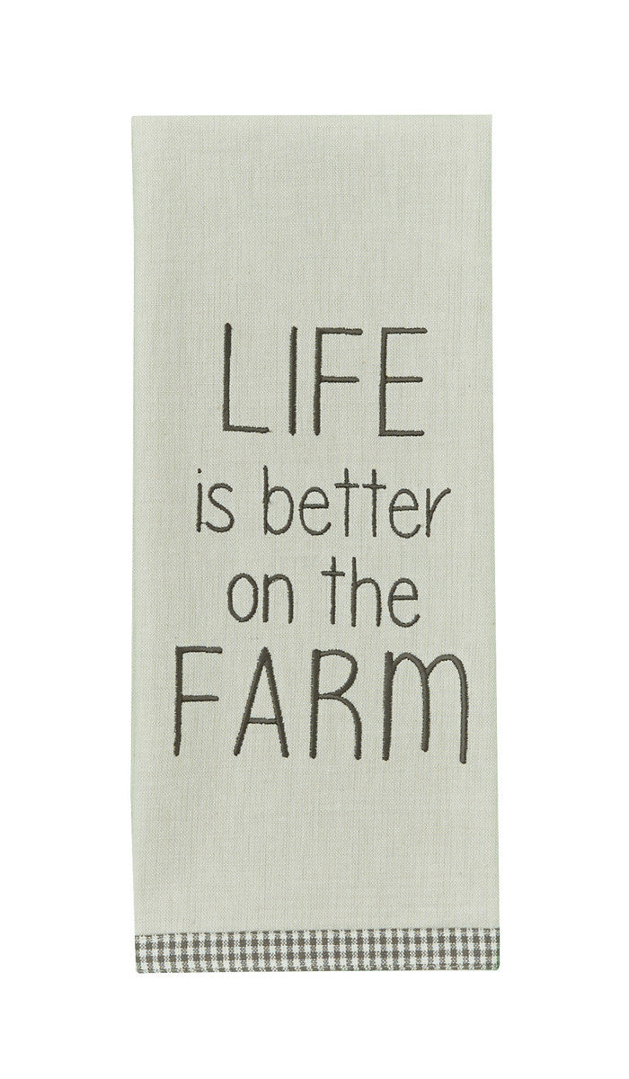 Life Is Better Embroidered Dishtowel