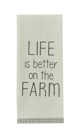 Life Is Better Embroidered Dishtowel