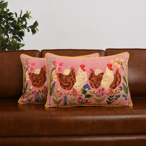 Rooster Gathering Pillow