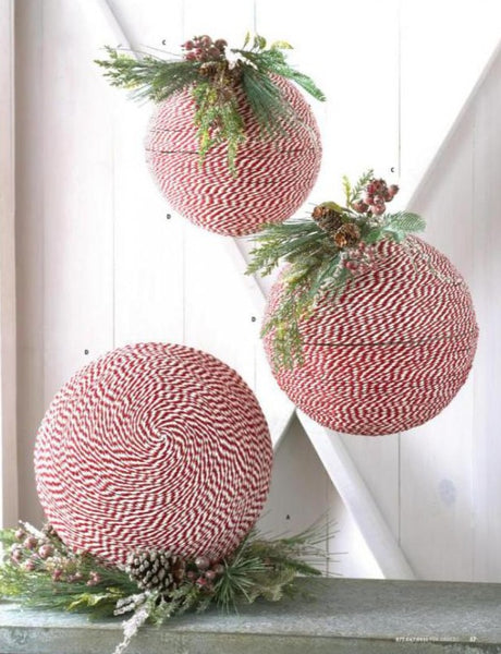 Set of 3 Nesting Red and White Ball Ornaments