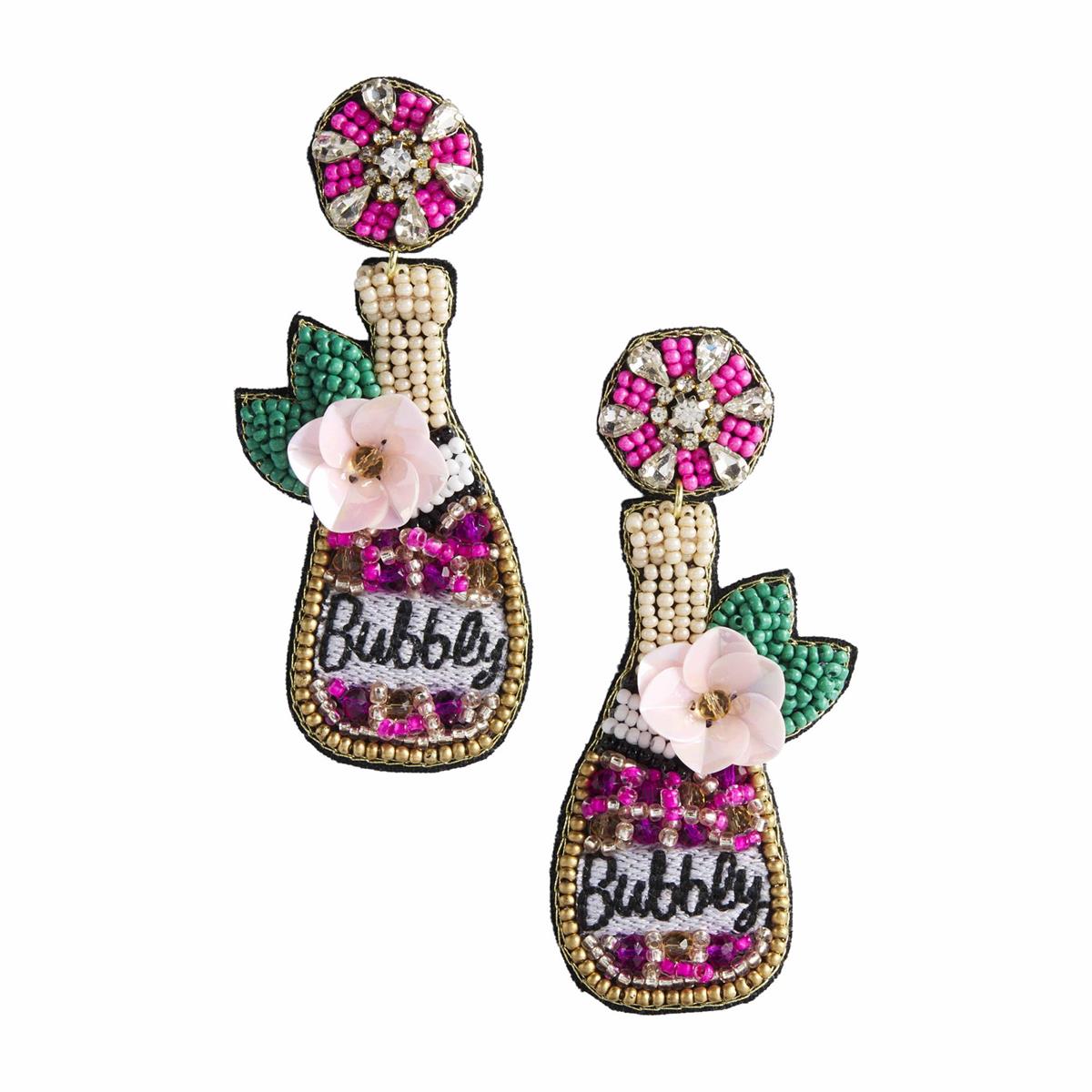 Mud Pie Champagne Bubbly Beading Earrings