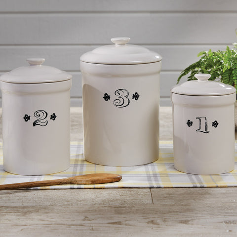 Ironstone Set of 3 Canisters