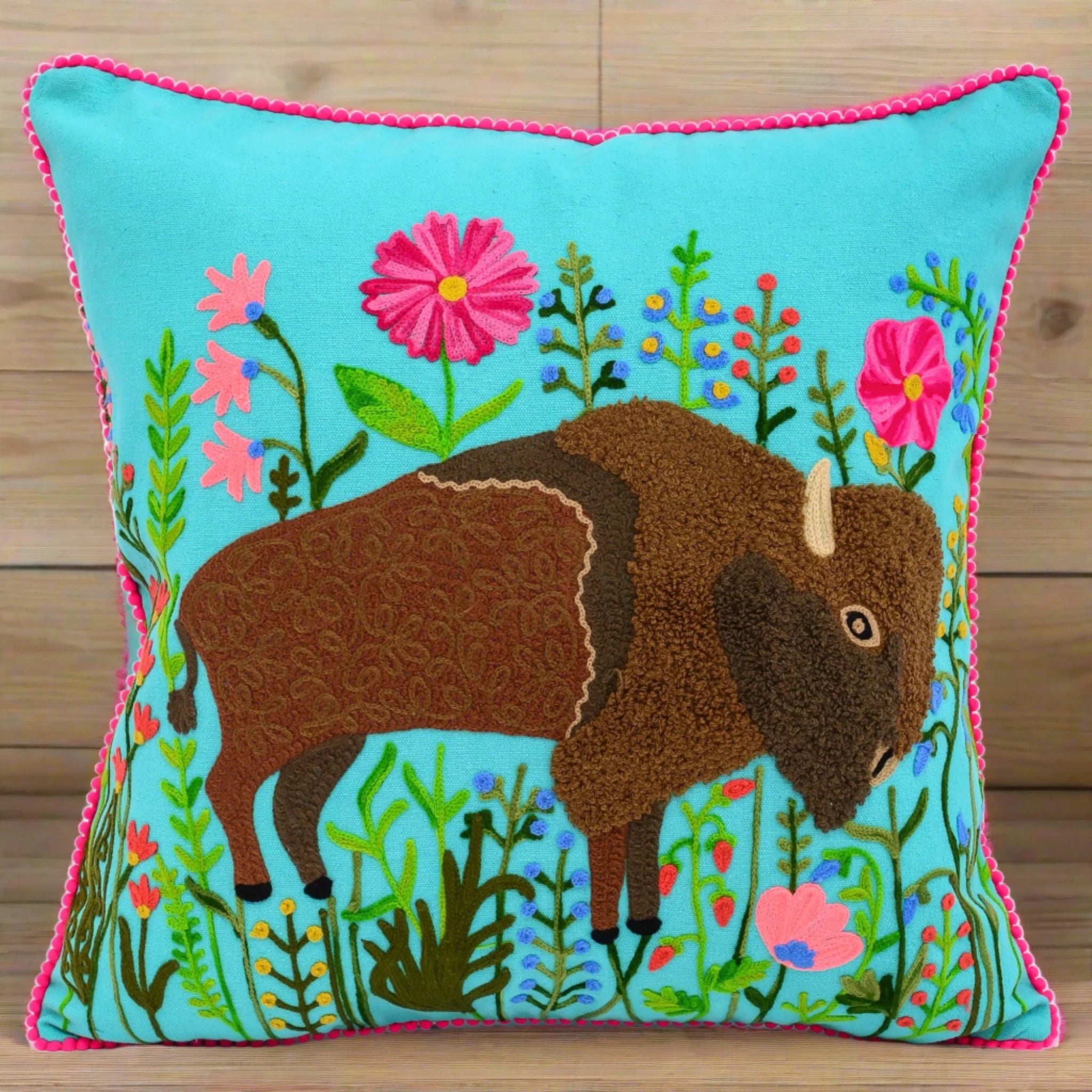 Bison In Paradise Cushion