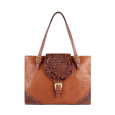 Scully Brown Leather Weaved Design Handbag!!