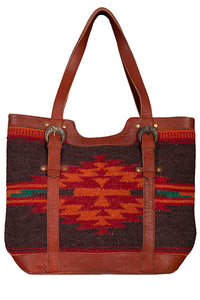 Scully Brown Leather and Woven Handbag!!- DROP SHIP