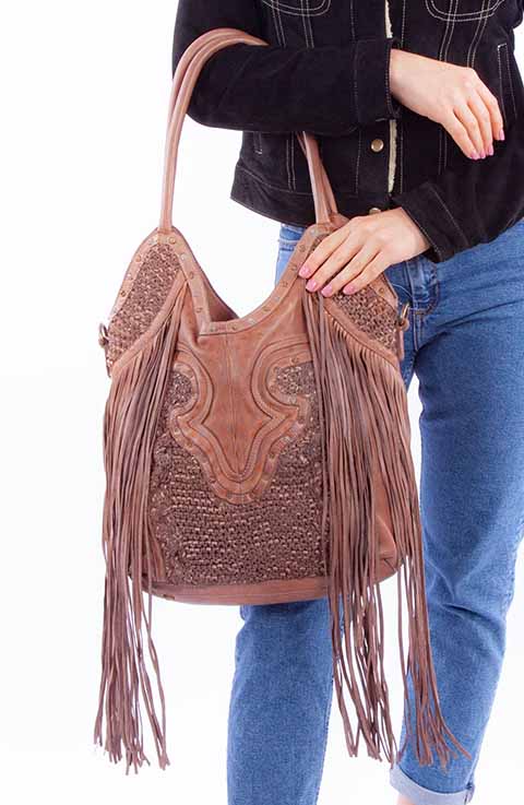 Scully Woven Fringe Tote Bag!!- DROP SHIP – Montana Rustic Accents