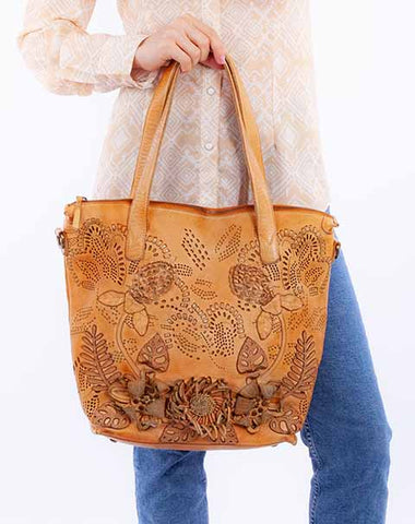 Scully Leather Floral Tote Bag!!- DROP SHIP