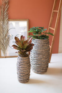 Tall Oval Rattan Planter - Large