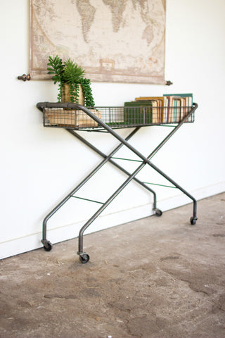 Rolling Metal Basket Console - Pick up only