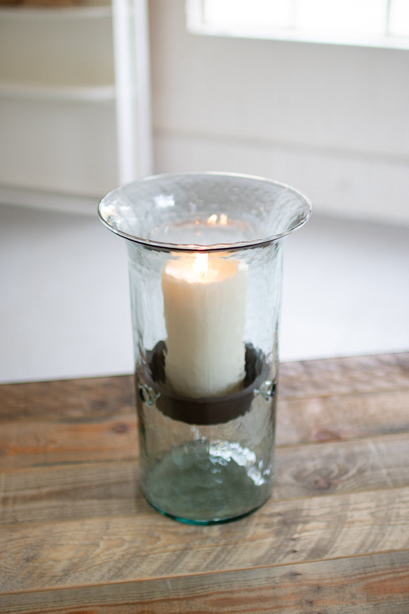 Original glass candle cylinder with rustic insert - Medium