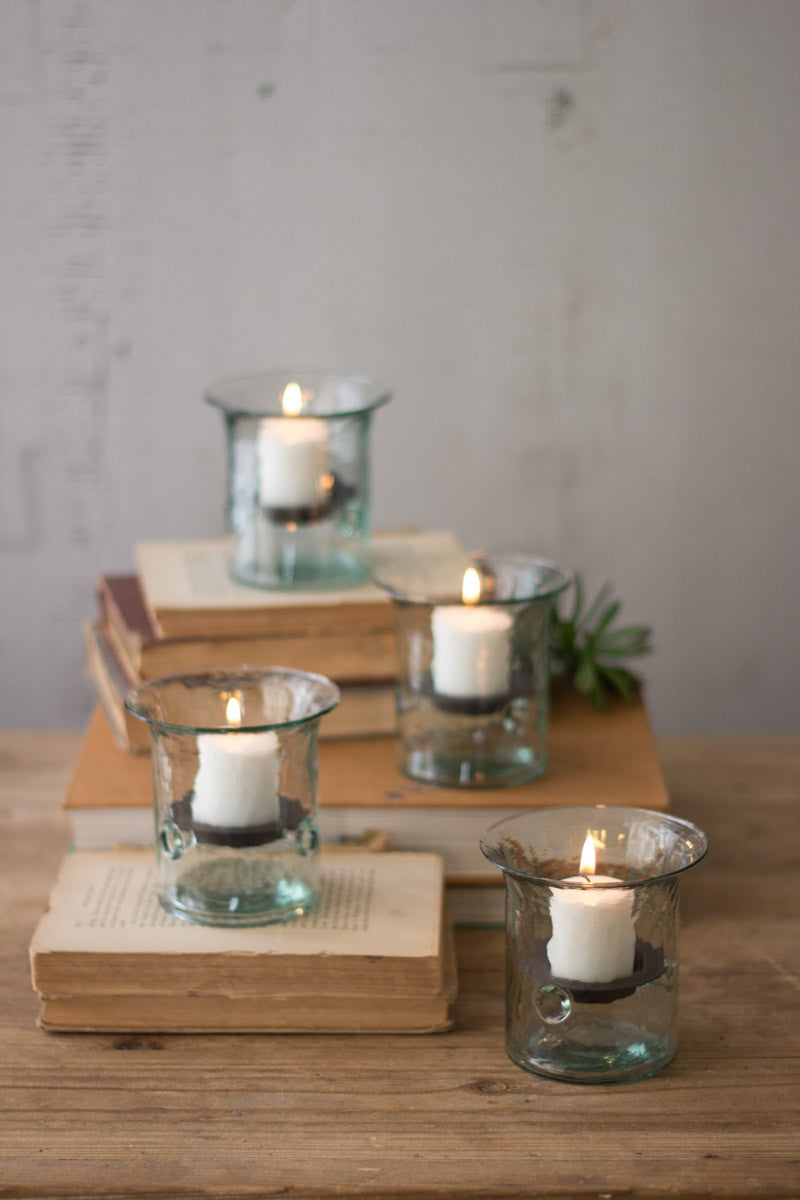 Recycled Glass Mini Votive Cylinder Candle Holder