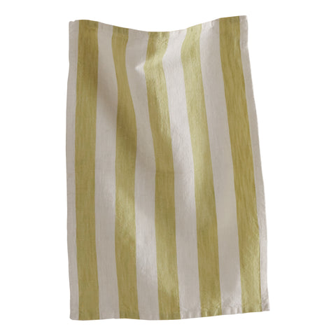 Tag Linen & Cotton Stripe Citron Green Dishtowel