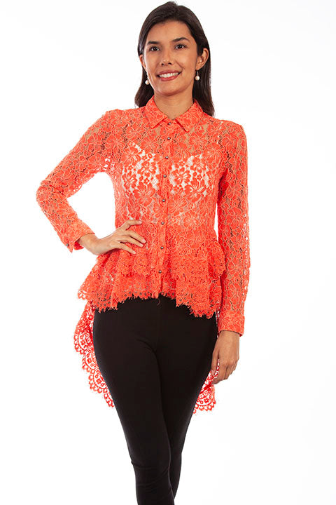 Scully Double Ruffle Lace Blouse!!- DROP SHIP
