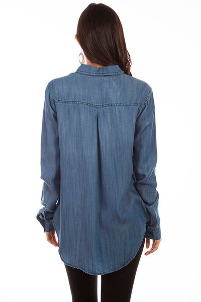 Scully Fringe Button Front Blouse!!- DROP SHIP