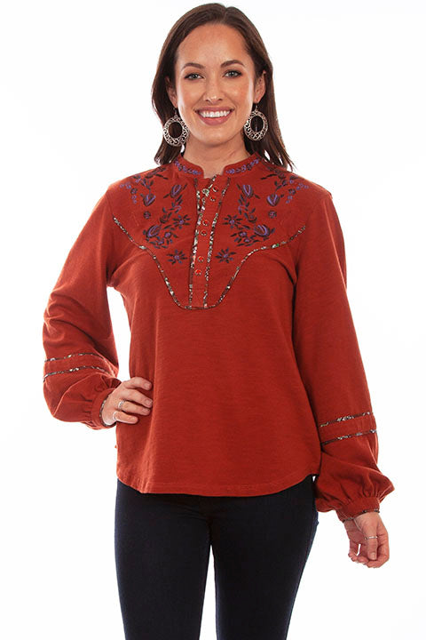 Scully Embroidered Yoke Long Sleeve Blouse!!- DROP SHIP