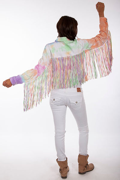 Scully Tie Dye Jacket with Fringe!!- DROP SHIP