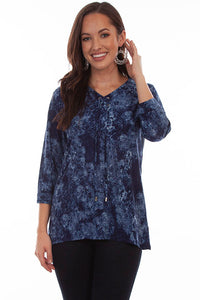 Scully Criss Cross Tie Neck Blouse!!- DROP SHIP