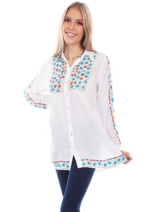 Scully Button Front Embroidered Tunic!!-DROP SHIP