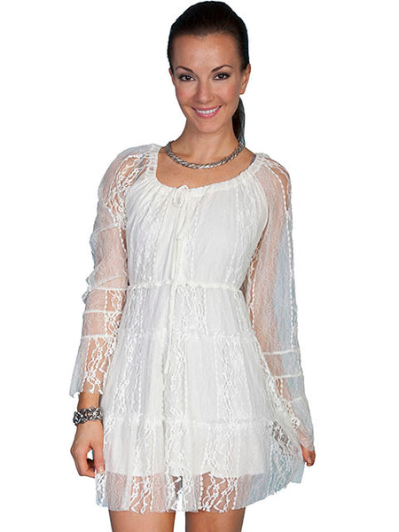Scully Drawstring Tie Lace Dress!!- DROP SHIP