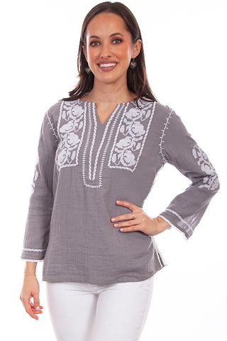 Scully Embroidered Cotton Blouse!!- DROP SHIP