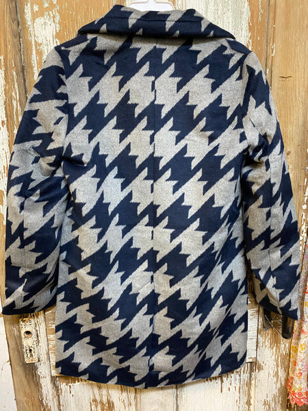 Yest Winter Double Breasted Coat Houndstooth