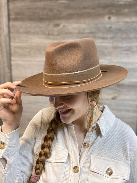 American Hat Makers Women's Jawa Wide Brim Felt Fedora