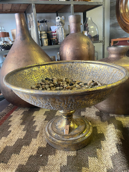 Distressed Gold Pedestal Bowl