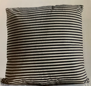Square Cotton Striped Pillow- Black & White