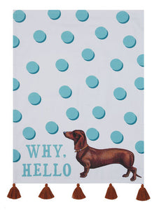 Why Hello Dog W/ Tassels Towel
