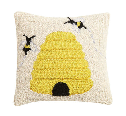 Beehive Hooked Pillow