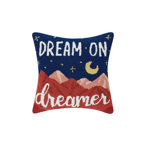 Dream On Dreamer Hooked Pillow