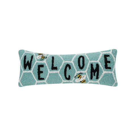 Welcome Bee Hooked Pillow