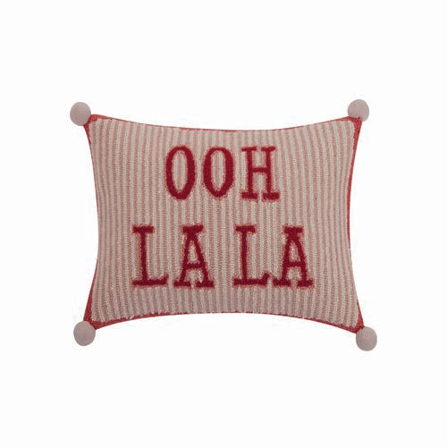 Oh La La Bird W/ Pom Pom Hooked Pillow