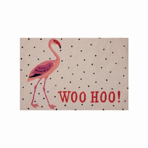 Flamingo Woo Hoo Hooked Rug 2X3