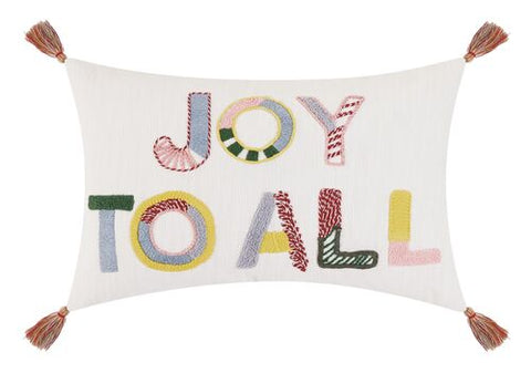 Joy To All Embordered Pillow
