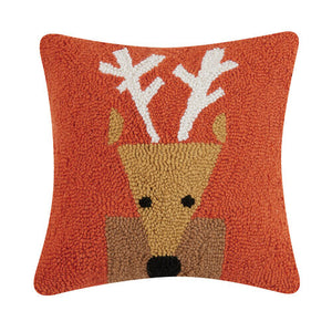 Reindeer Head Hooked Pillow