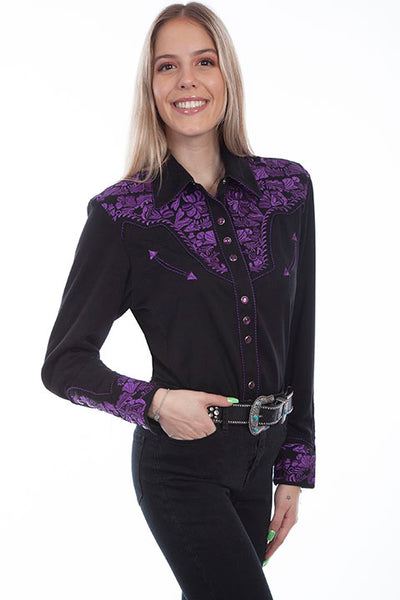 Scully Floral Tooled Embroidered Blouse!!- DROP SHIP