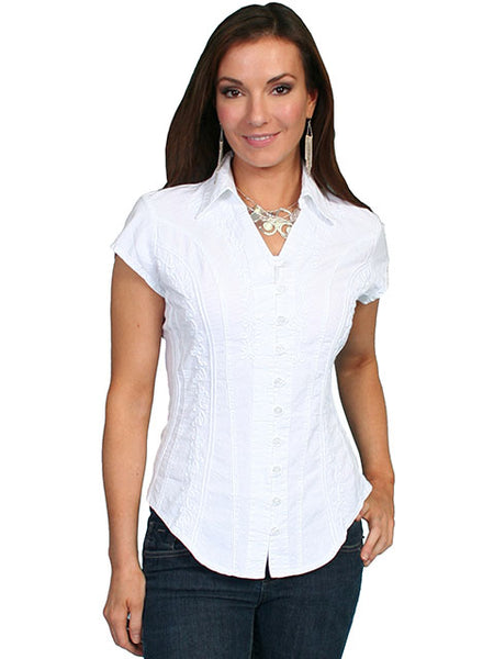 Scully Point Collar Cap Sleeve Blouse!!- DROP SHIP