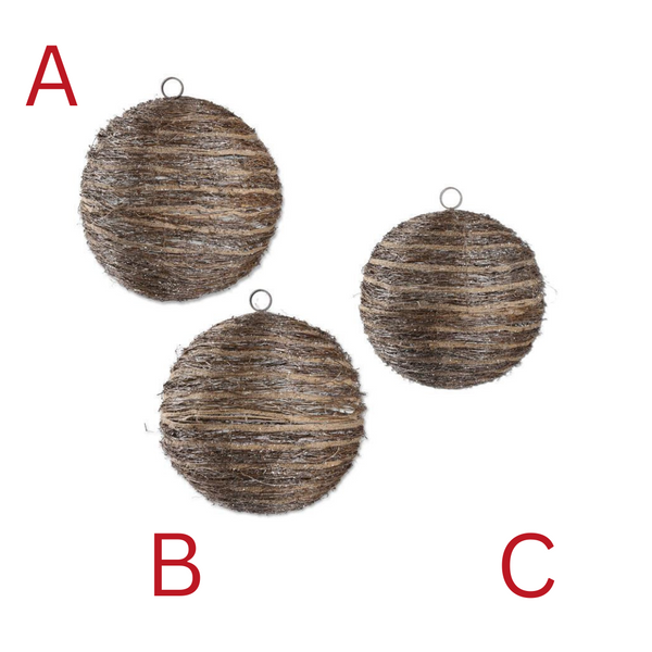 Glittered Rattan and Sisal Ornaments - Large