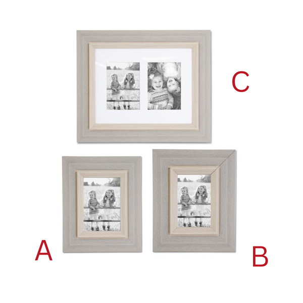 Wooden Grey Double Photo Frame - Large
