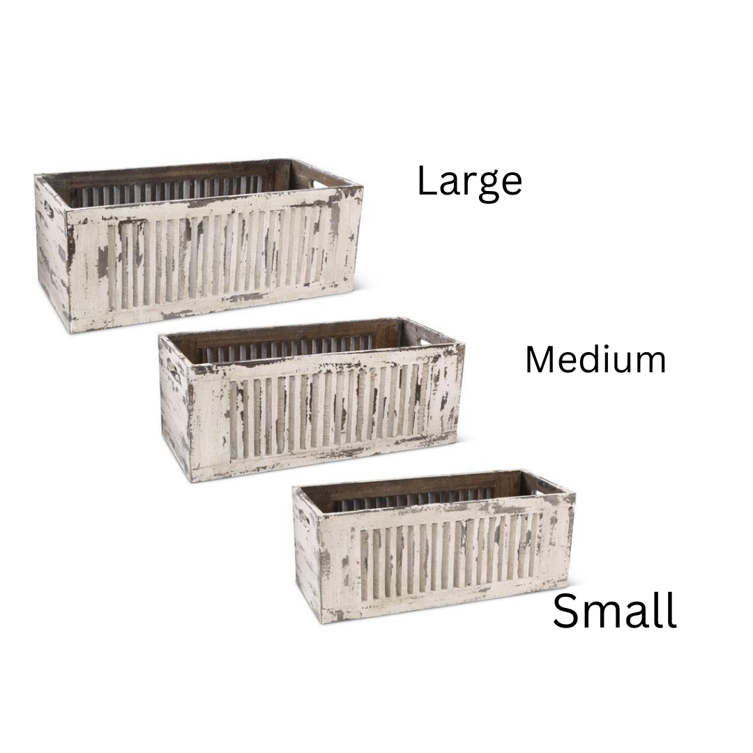 Whitewashed Wood Shutter Crate - Medium – Montana Rustic Accents