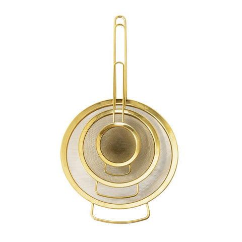 Set of Gold Stainless Steel Strainers